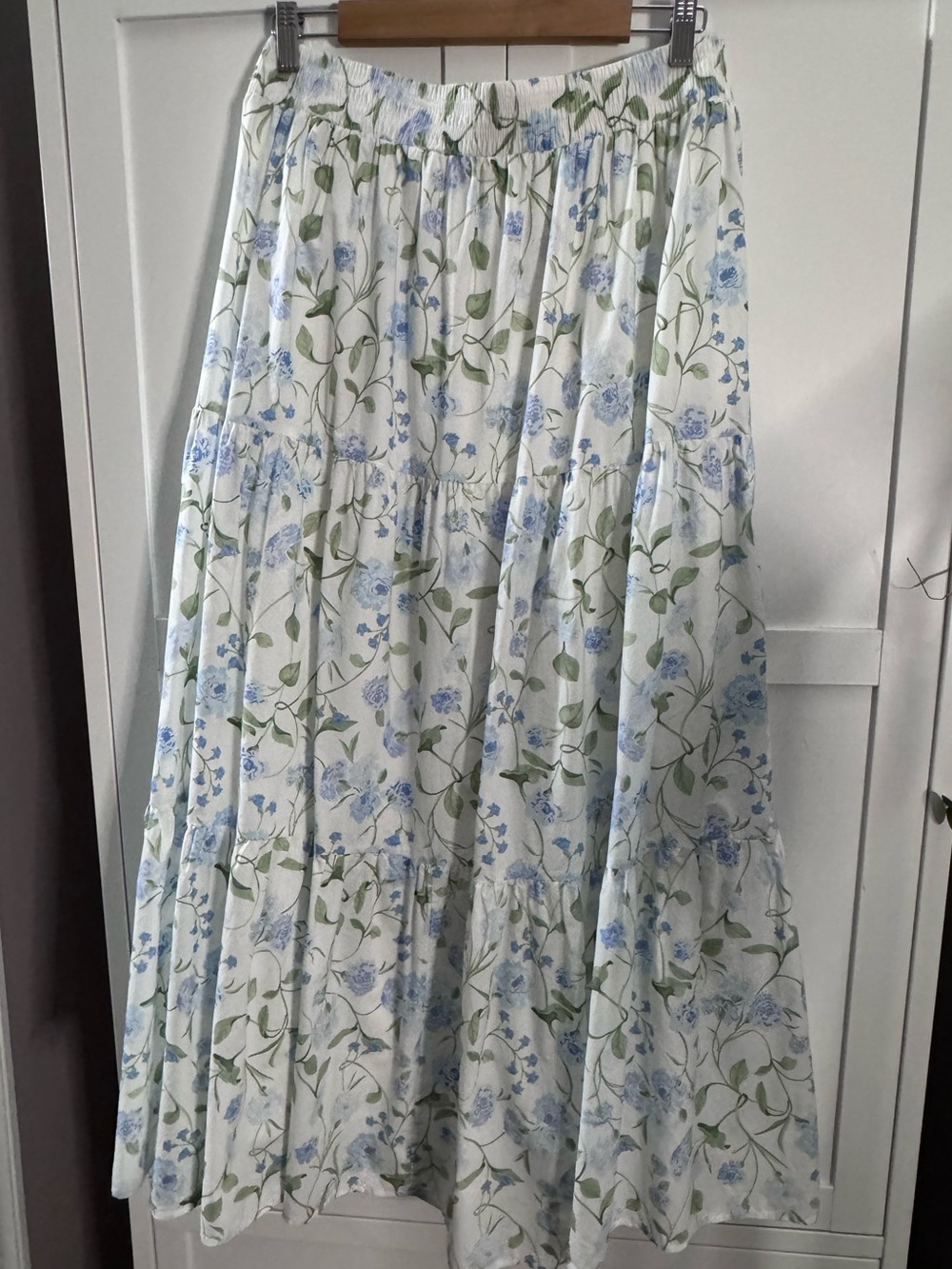 Hill House Home Florence Nap Skirt Sz L Blue White Floral Cottagecore Feminine - Picture 2 of 12